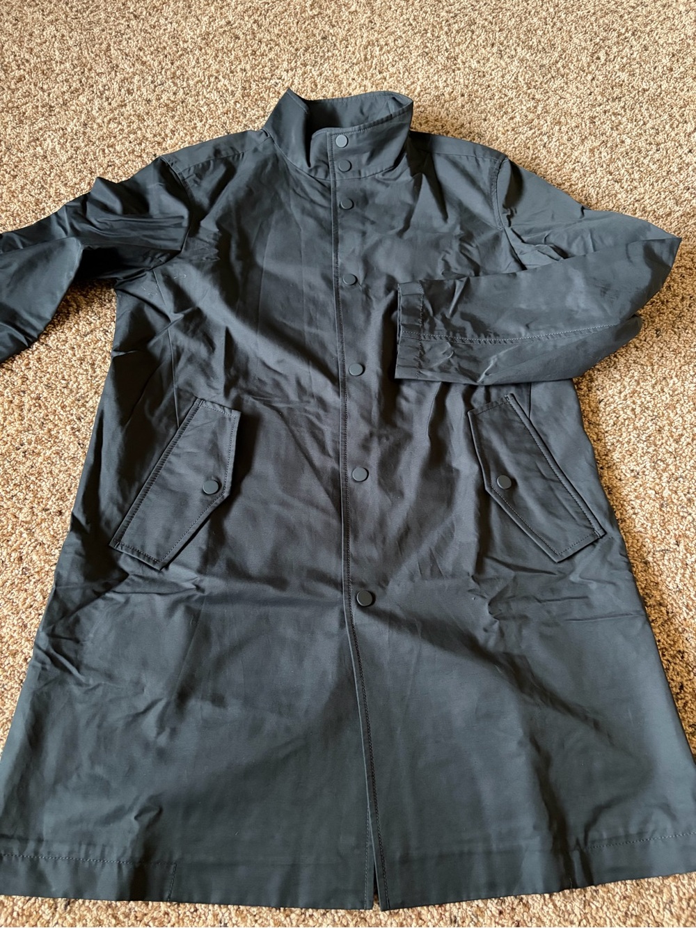 Club Monaco Black Trench Coat with Snap Front